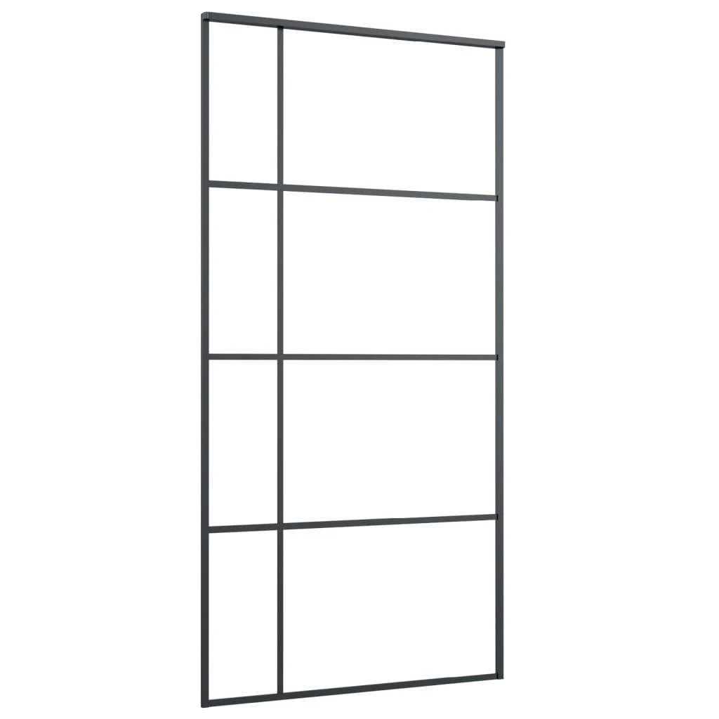 Stumdomos durys, juodos, 102,5x205cm, ESG stiklas ir aliuminis