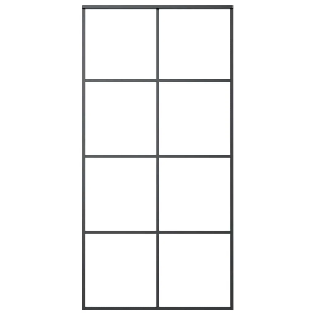 Stumdomos durys, juodos, 102,5x205cm, ESG stiklas ir aliuminis