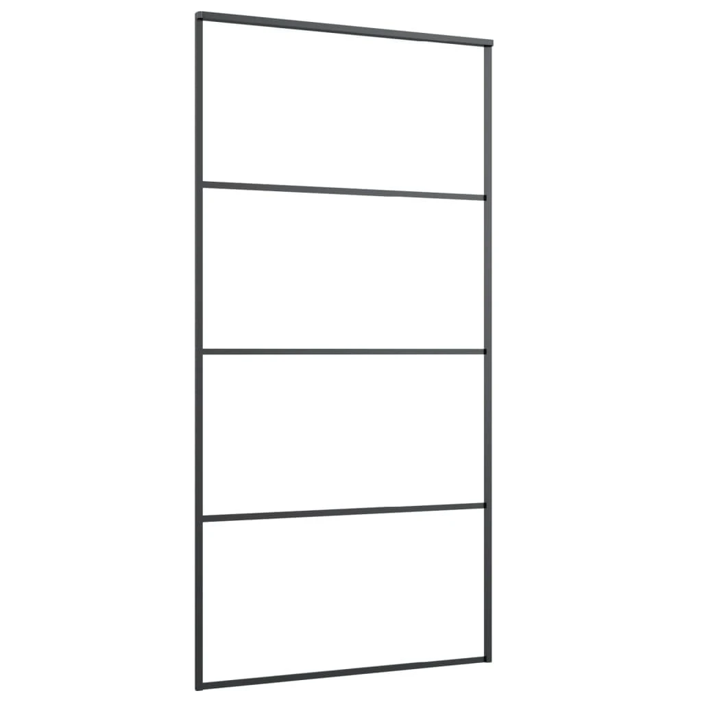 Stumdomos durys, juodos, 102,5x205cm, ESG stiklas ir aliuminis