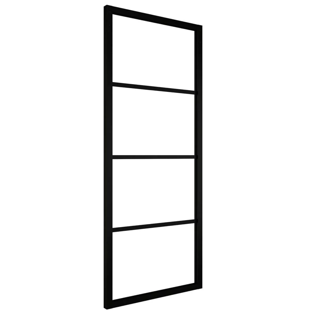 Stumdomos durys, juodos, 76x205cm, aliuminis ir ESG stiklas
