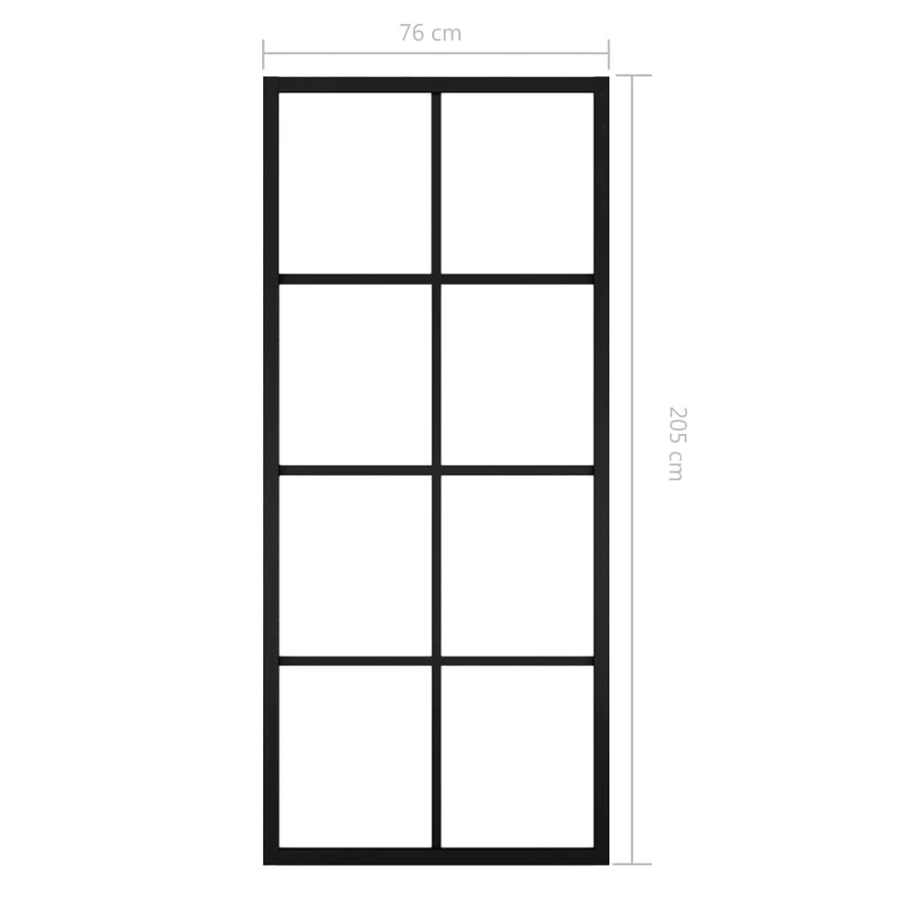 Stumdomos durys, juodos, 76x205cm, aliuminis ir ESG stiklas