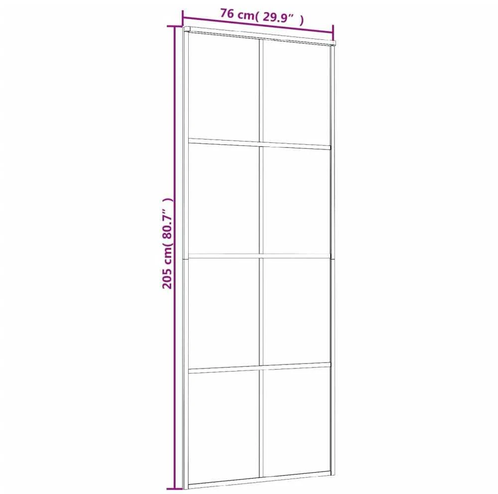 Stumdomos durys, juodos, 76x205cm, ESG stiklas ir aliuminis