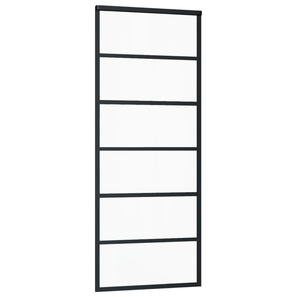 Stumdomos durys, juodos, 76x205cm, ESG stiklas ir aliuminis