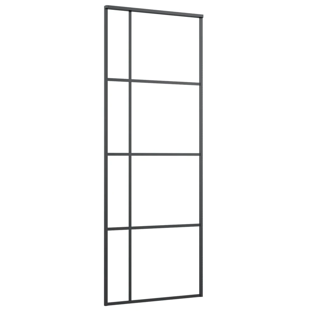 Stumdomos durys, juodos, 76x205cm, ESG stiklas ir aliuminis