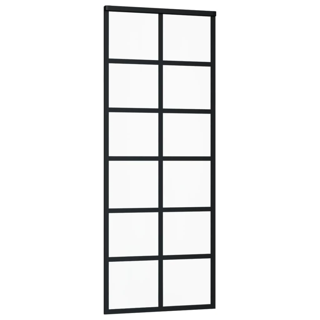 Stumdomos durys, juodos, 76x205cm, ESG stiklas ir aliuminis