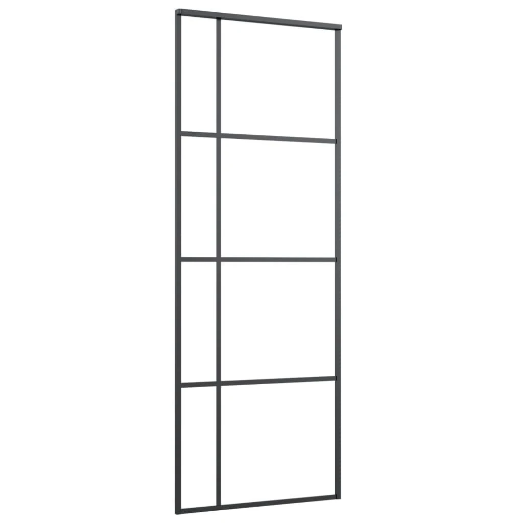 Stumdomos durys, juodos, 76x205cm, ESG stiklas ir aliuminis
