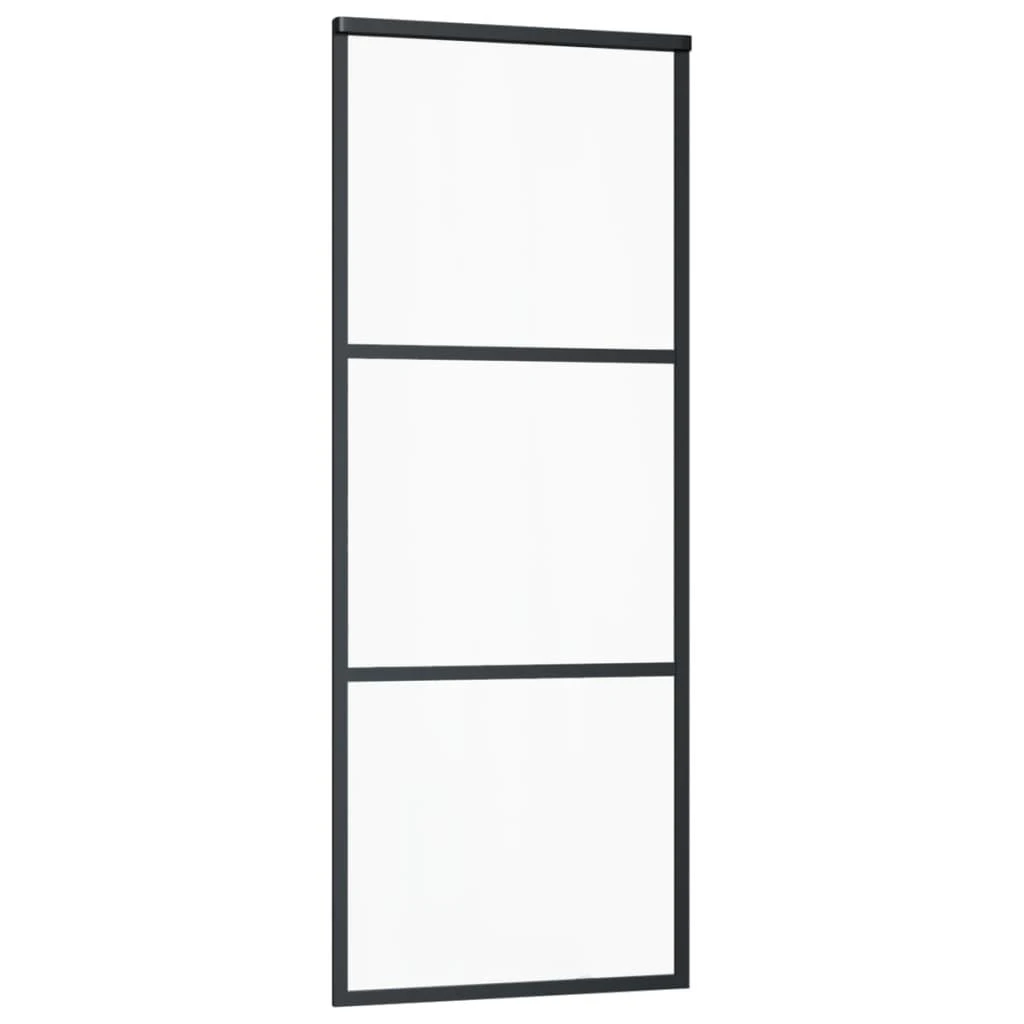 Stumdomos durys, juodos, 76x205cm, ESG stiklas ir aliuminis