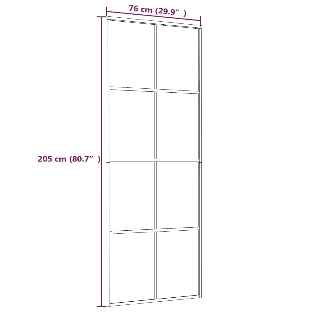 Stumdomos durys, juodos, 76x205cm, ESG stiklas ir aliuminis