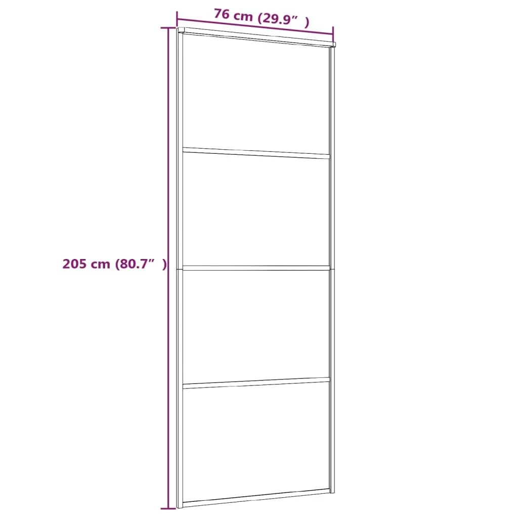 Stumdomos durys, juodos, 76x205cm, ESG stiklas ir aliuminis