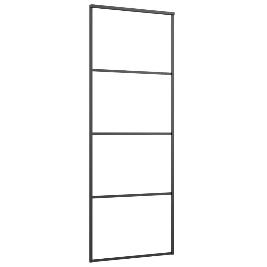 Stumdomos durys, juodos, 76x205cm, ESG stiklas ir aliuminis