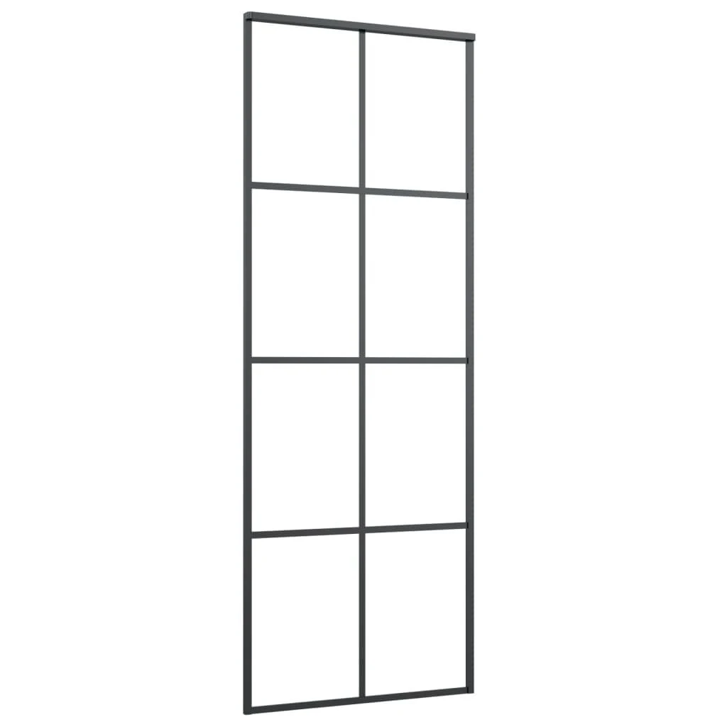 Stumdomos durys, juodos, 76x205cm, ESG stiklas ir aliuminis