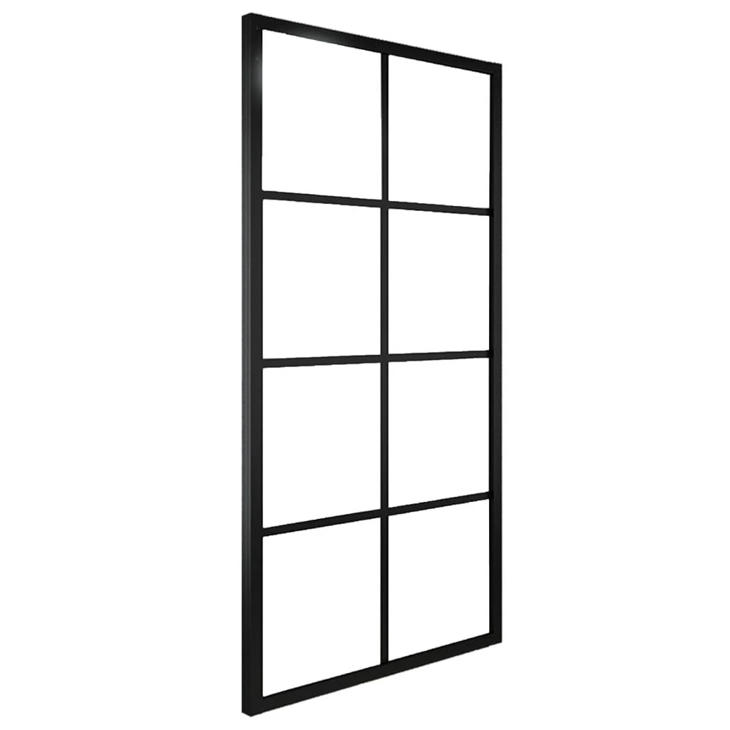 Stumdomos durys, juodos, 90x205cm, aliuminis ir ESG stiklas