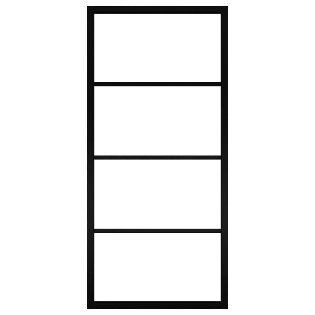 Stumdomos durys, juodos, 90x205cm, aliuminis ir ESG stiklas