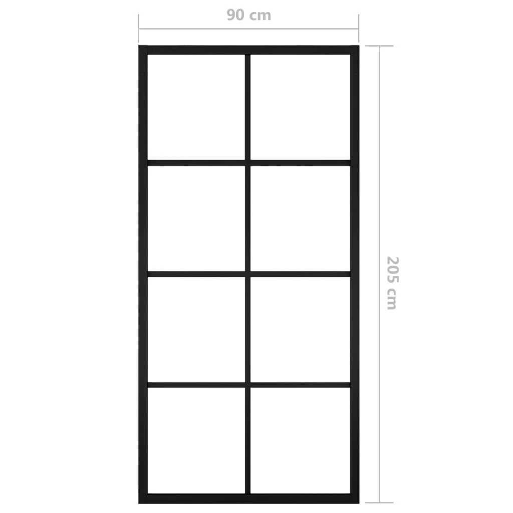 Stumdomos durys, juodos, 90x205cm, aliuminis ir ESG stiklas