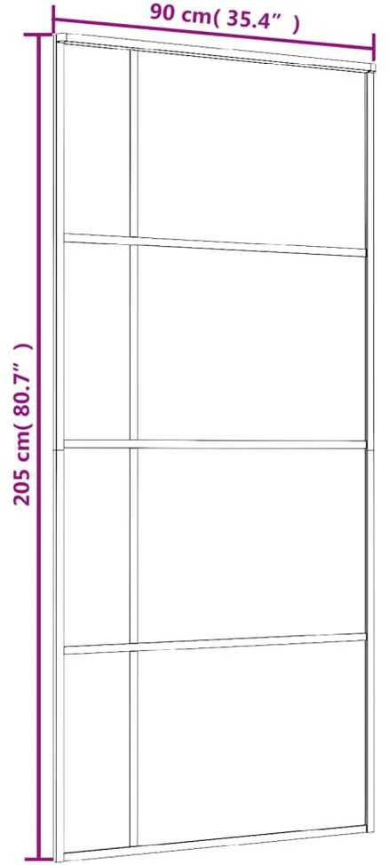 Stumdomos durys, juodos, 90x205cm, ESG stiklas ir aliuminis
