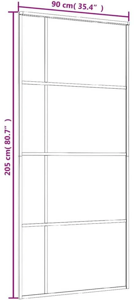 Stumdomos durys, juodos, 90x205cm, ESG stiklas ir aliuminis