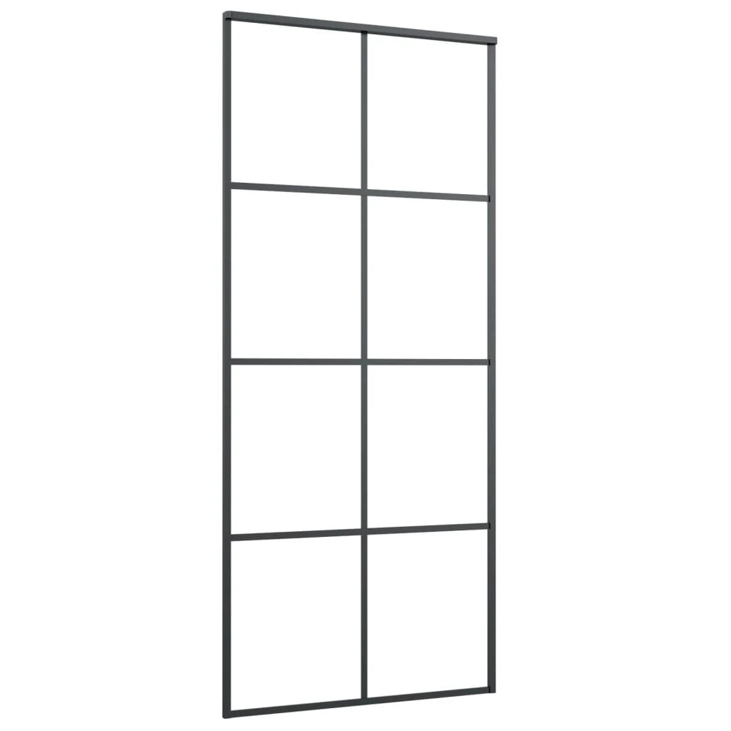 Stumdomos durys, juodos, 90x205cm, ESG stiklas ir aliuminis