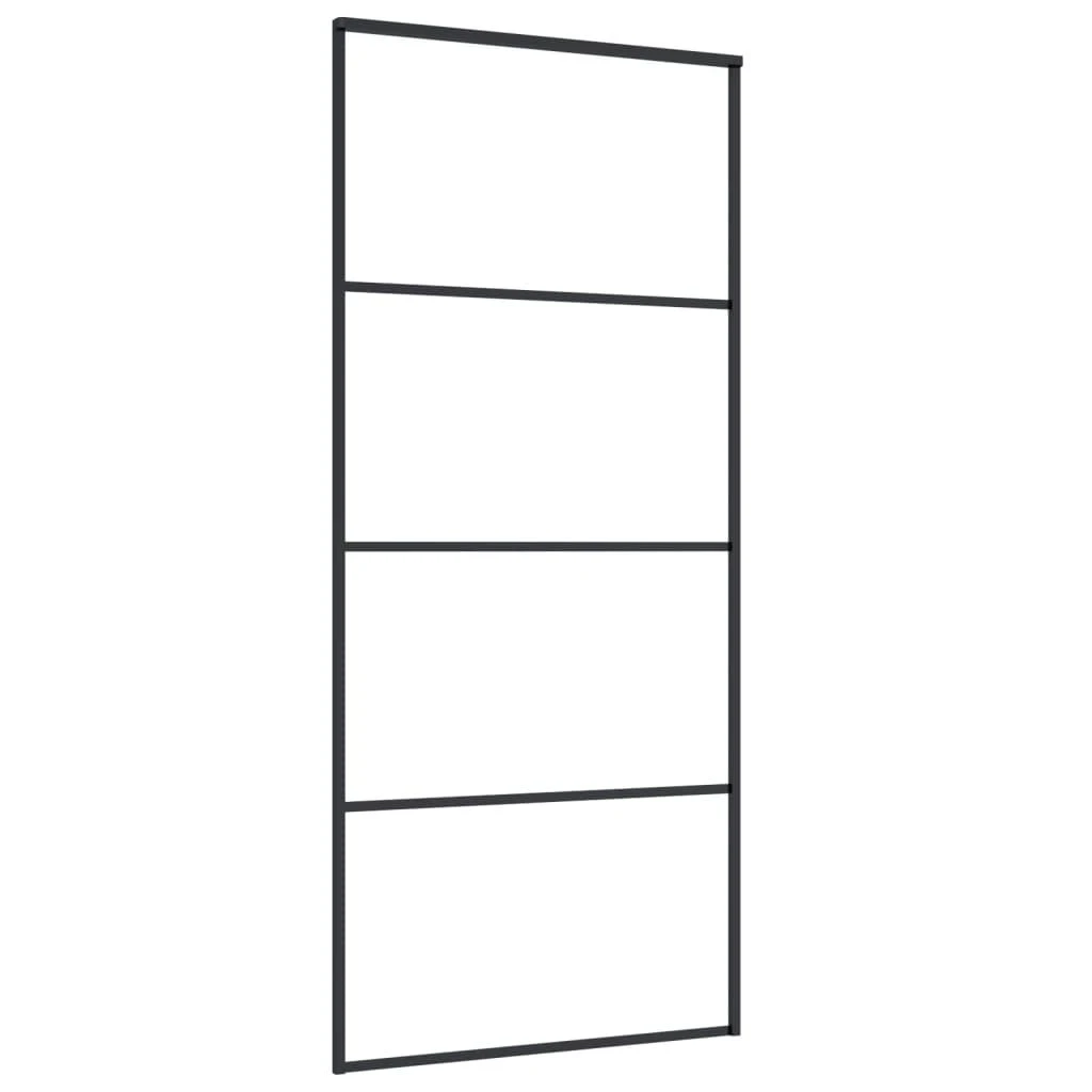 Stumdomos durys, juodos, 90x205cm, ESG stiklas ir aliuminis