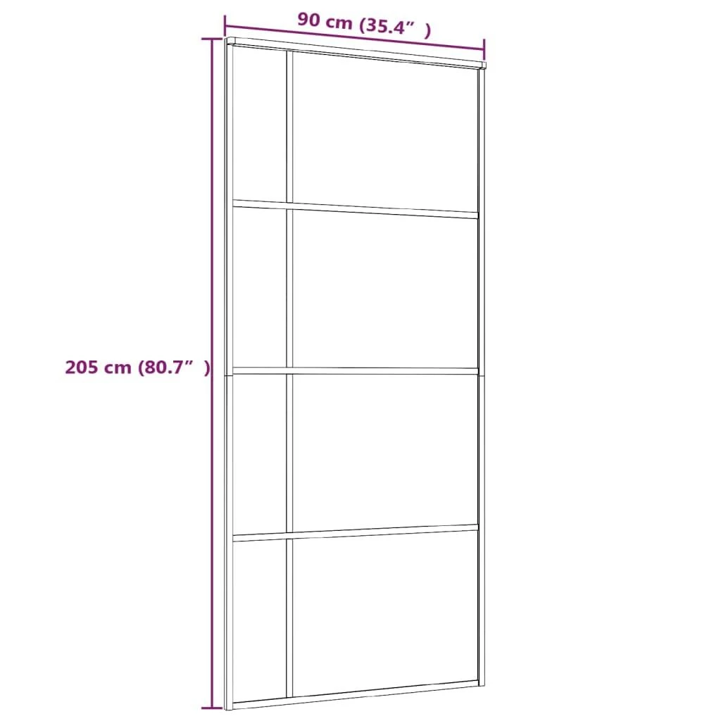 Stumdomos durys, juodos, 90x205cm, ESG stiklas ir aliuminis