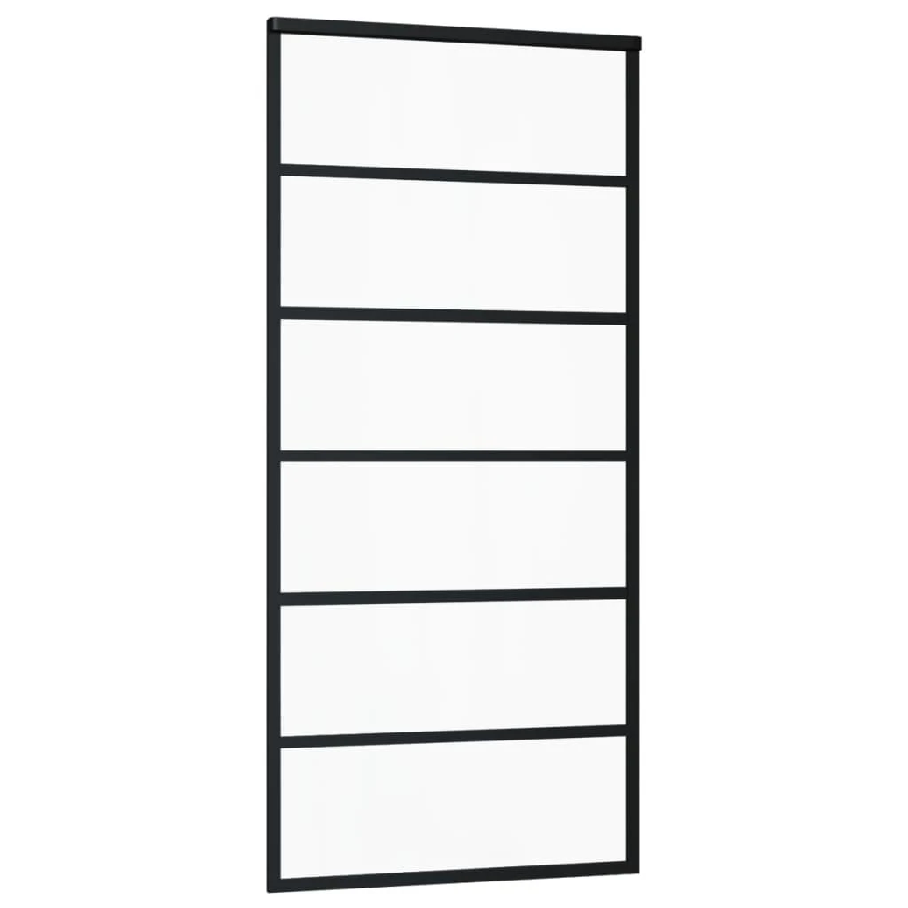 Stumdomos durys, juodos, 90x205cm, ESG stiklas ir aliuminis