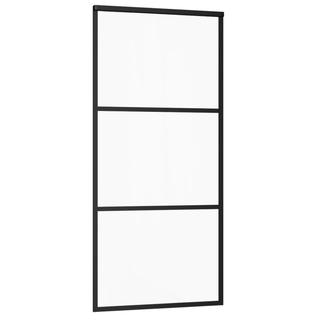 Stumdomos durys, juodos, 90x205cm, ESG stiklas ir aliuminis