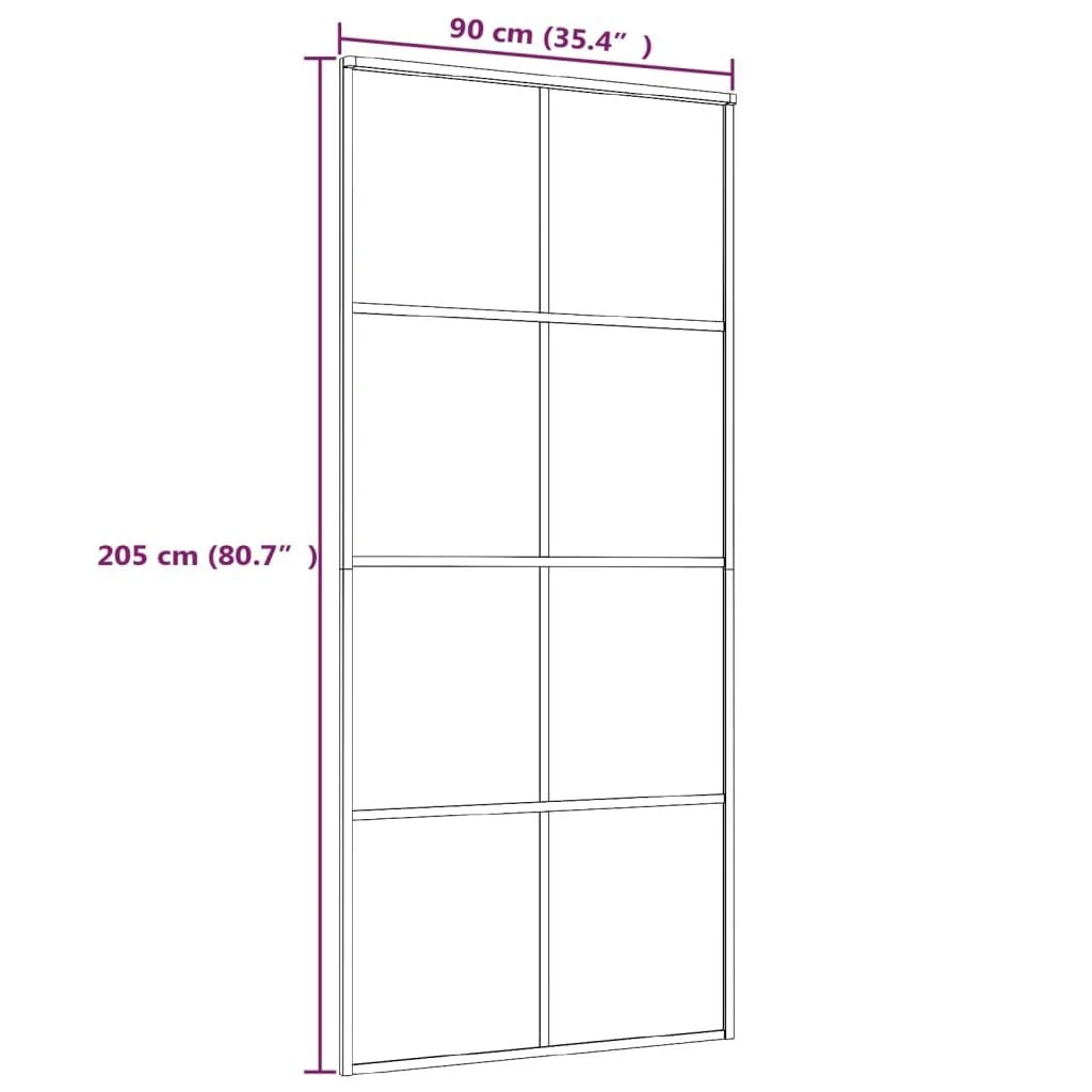 Stumdomos durys, juodos, 90x205cm, ESG stiklas ir aliuminis