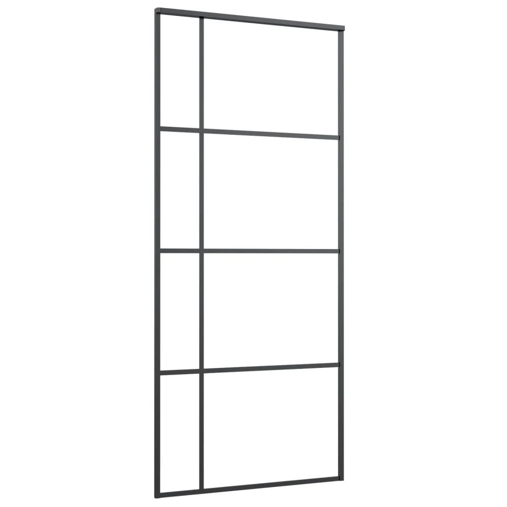 Stumdomos durys, juodos, 90x205cm, ESG stiklas ir aliuminis