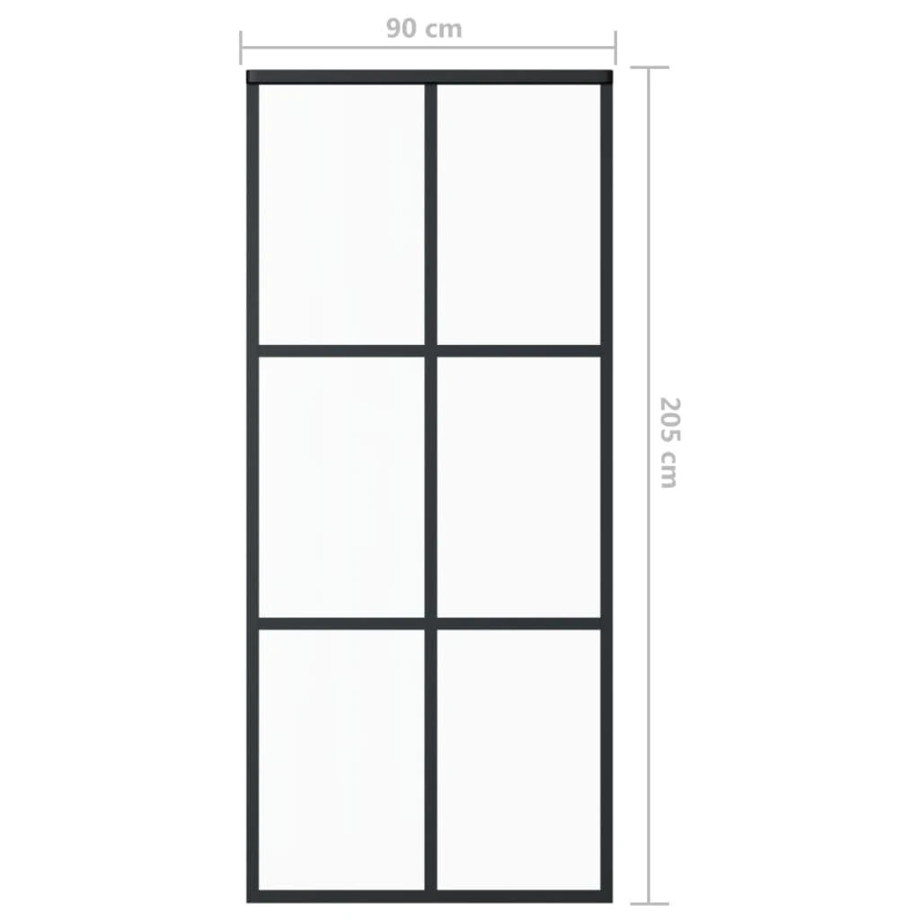 Stumdomos durys, juodos, 90x205cm, ESG stiklas ir aliuminis