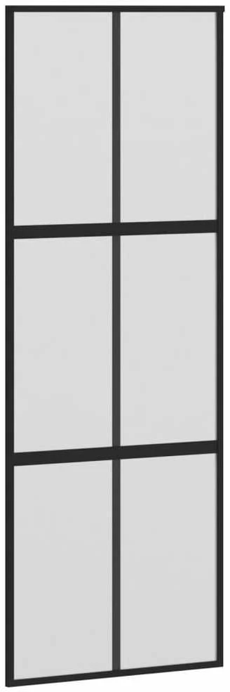 Stumdomos durys, juodos, 90x205cm, grūdintas stiklas/aliuminis
