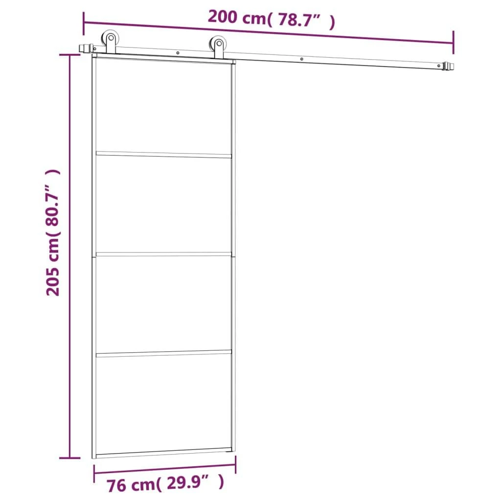 Stumdomos durys su įrangos rinkiniu, 76x205cm, ESG ir aliuminis