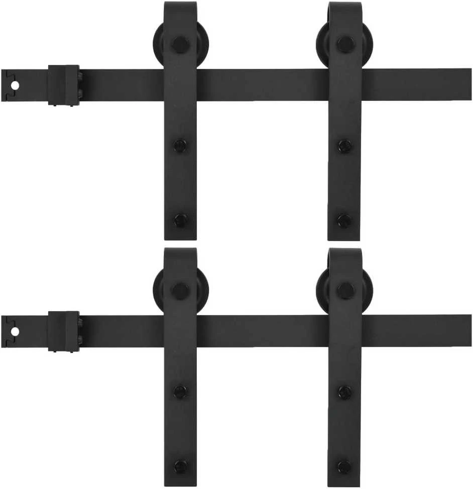 Stumdomų durų įrangos rinkiniai, 2vnt., juodi, 183cm, plienas