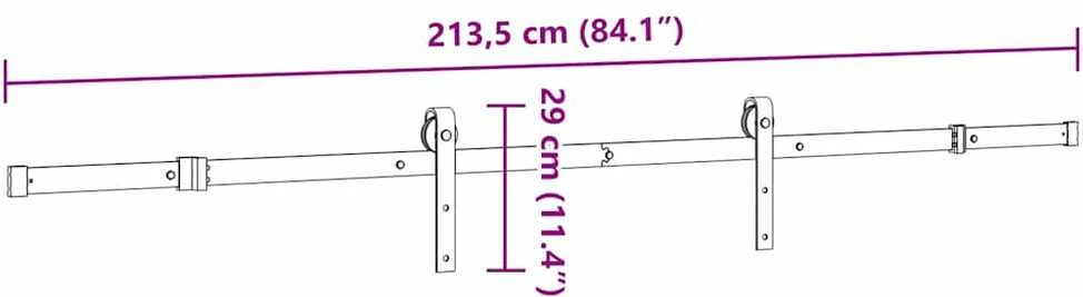 Stumdomų durų įrangos rinkinys, juodos sp., 213,5cm, plienas