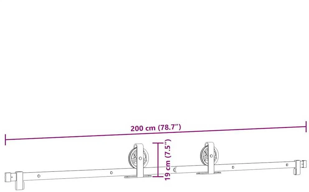 Stumdomų durų įrangos rinkinys, juodos sp., 200cm, plienas