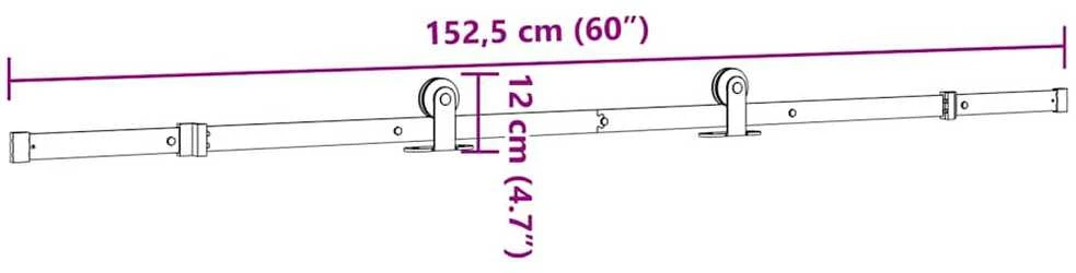 Stumdomų durų įrangos rinkinys, juodos sp., 152,5cm, plienas