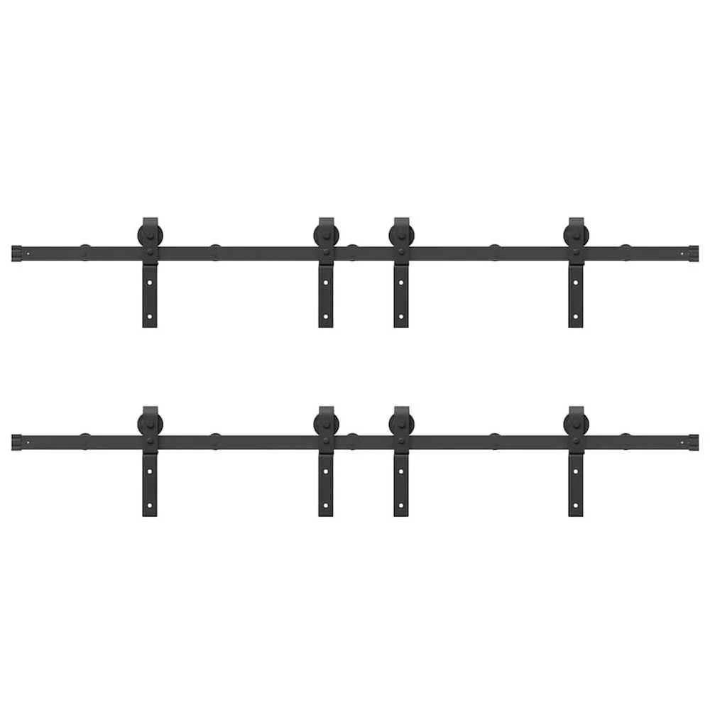 Stumdomų durų įrangos rinkinys, juodos sp., 400 cm, plienas