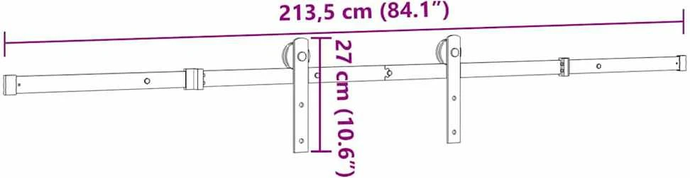 Stumdomų durų įrangos rinkinys, juodos sp., 213,5cm, plienas