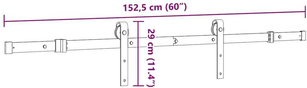 TV staliukas Stumdomų durų įrangos rinkinys, juodos sp., 152,5cm, plienas