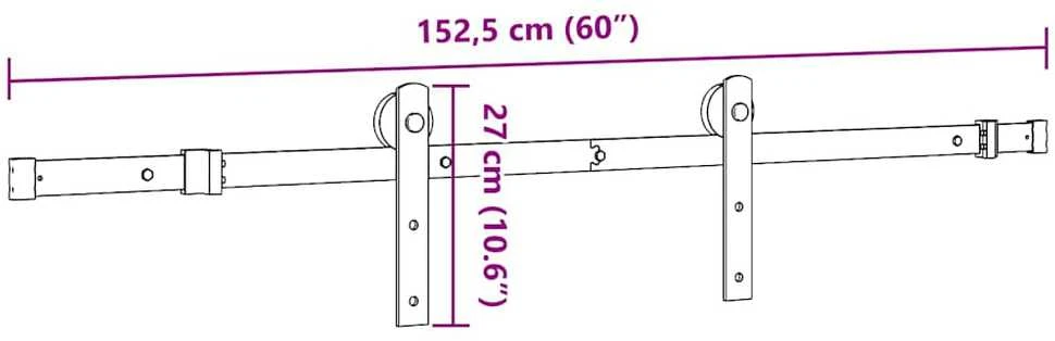 Stumdomų durų įrangos rinkinys, juodos sp., 152cm, plienas
