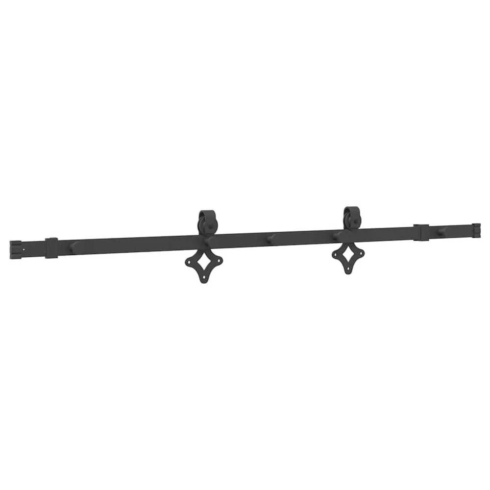 TV staliukas Stumdomų durų įrangos rinkinys, juodos sp., 152,5cm, plienas
