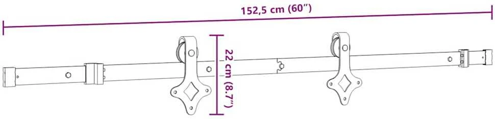 TV staliukas Stumdomų durų įrangos rinkinys, juodos sp., 152,5cm, plienas