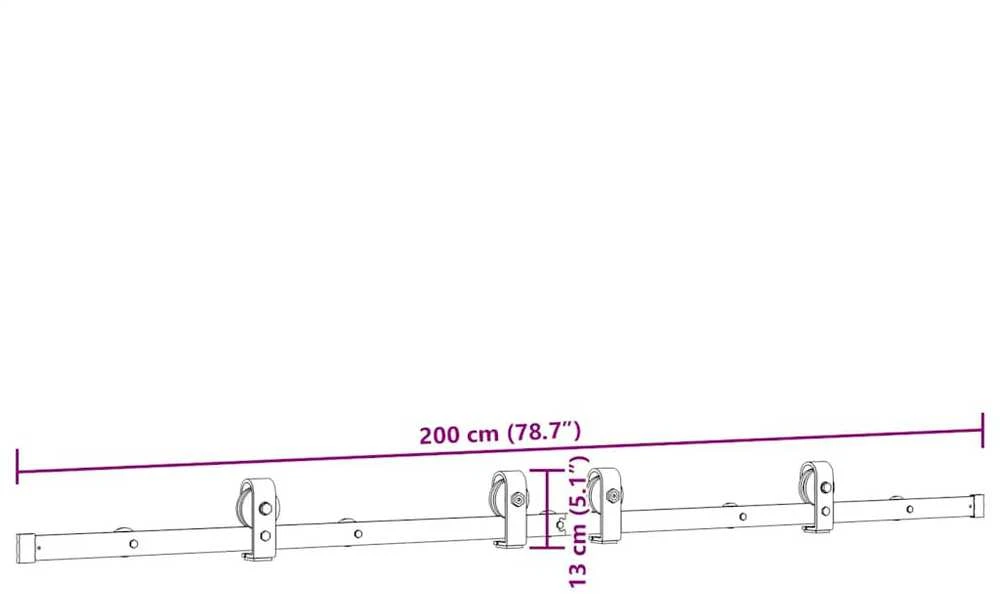 Stumdomų durų įrangos rinkinys, juodos sp., 200cm, plienas