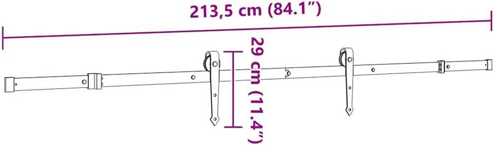 Stumdomų durų įrangos rinkinys, juodos sp., 213,5cm, plienas