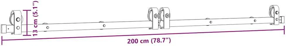 Stumdomų durų įrangos rinkinys, juodos sp., 200cm, plienas