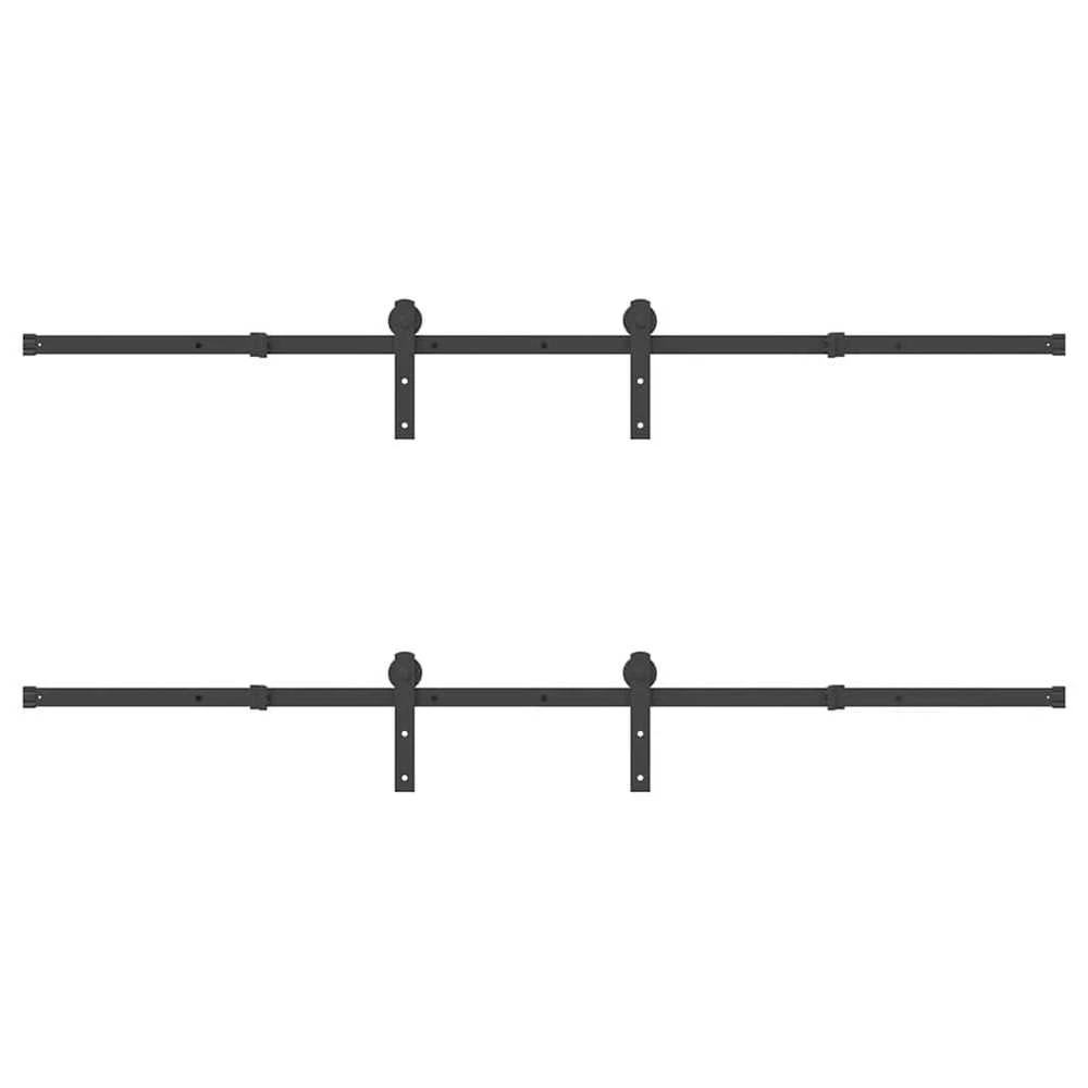 Stumdomų durų įrangos rinkinys, juodos sp., 427 cm, plienas