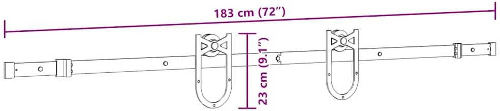 Stumdomų durų įrangos rinkinys, juodos spalvos, 183cm, plienas