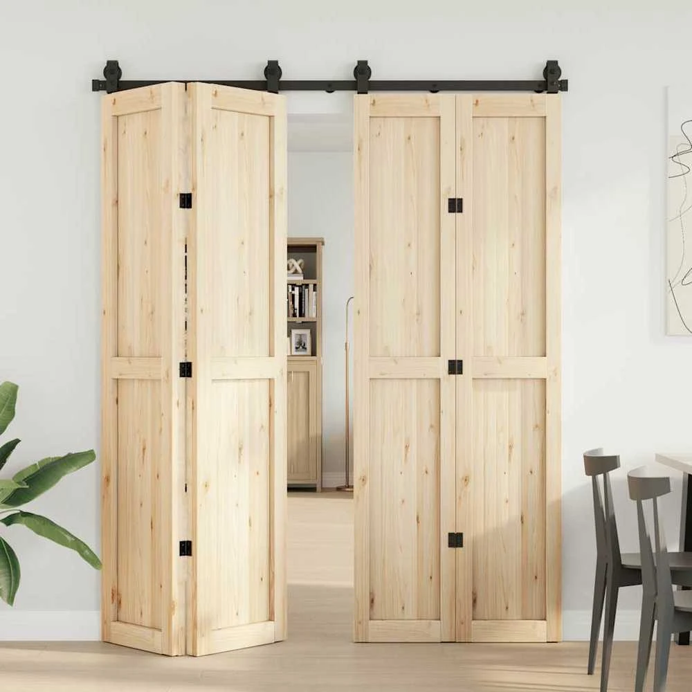 Stumdomų durų įrangos rinkinys, juodos spalvos, 183cm, plienas