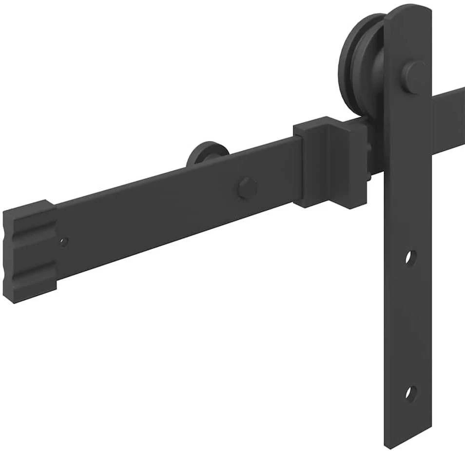 Stumdomų durų įrangos rinkinys, juodos spalvos, 183cm, plienas