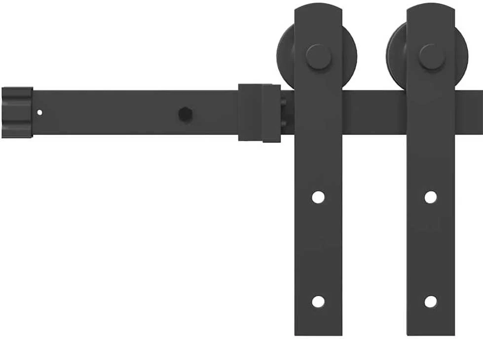 Stumdomų durų įrangos rinkinys, juodos spalvos, 183cm, plienas