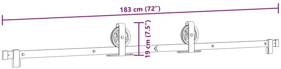 Stumdomų durų įrangos rinkinys, juodos spalvos, 183cm, plienas