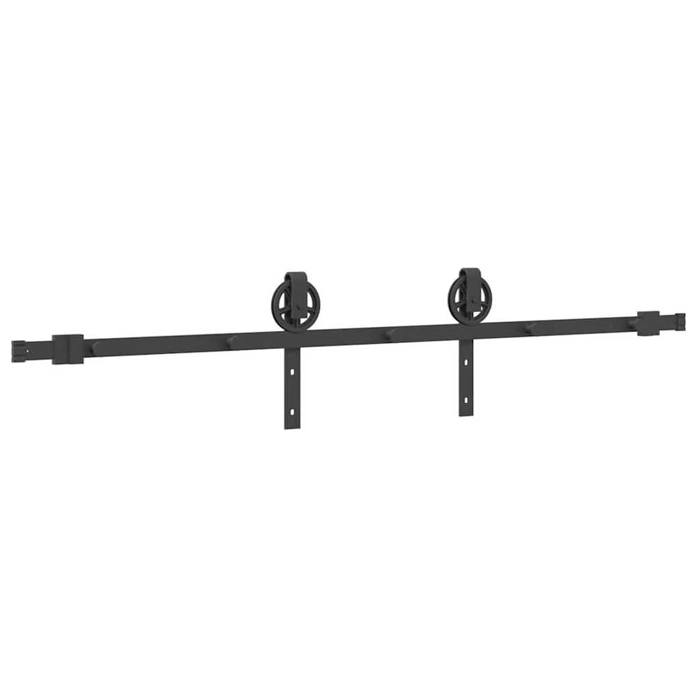 Stumdomų durų įrangos rinkinys, juodos spalvos, 183cm, plienas